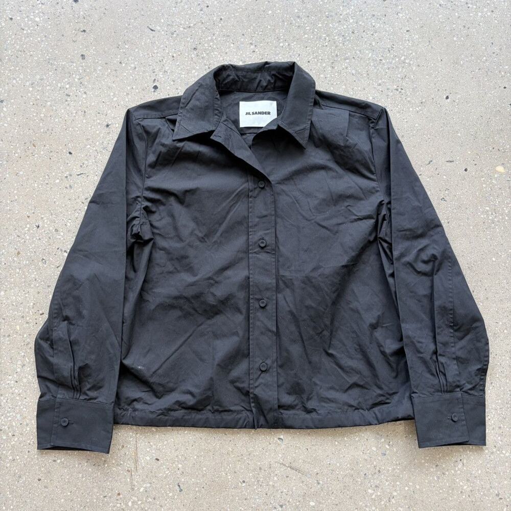 Jil Sander SS24 Black Structured Cotton Poplin Shirt